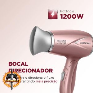 Secador de Cabelo Mondial Travel Golden Rose 1200W Bivolt