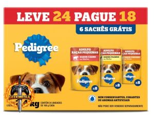 Pack Ração Úmida Pedigree Sachê Carne/Frango/Cordeiro para Cães Adultos de Raças Pequenas