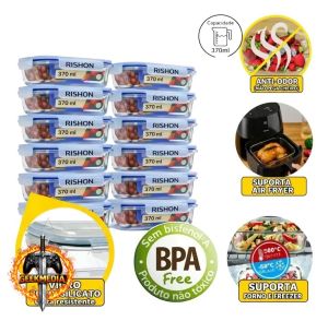 Kit 10 Potes de Vidro 370ml Herméticos