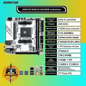Placa mãe AM4 JGINYUE B350i ITX PLUS ARGB