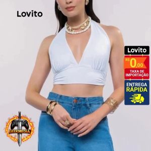 Lovito Top Frente Unica Basico Moda Feminina