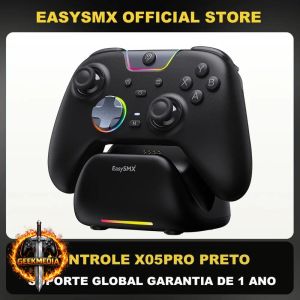 Controle Sem Fio EasySMX X05 PRO RGB com Hall Effect e Dock de Carregamento