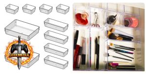 Kit 10 Organizador Modular Gaveta Acrílico Multiuso Cor Transparente