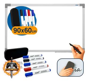 Quadro Branco 90x60 Stalo Lousa Com Apagador E 5 Canetas