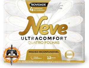 Papel Higiênico Neve Ultracomfort Folha Quádrupla 20m - 12 Unidades