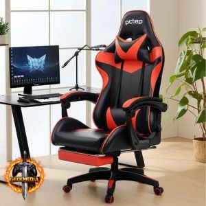 Cadeira Gamer Reclinável Ergonômica em Couro PU com Apoio para Pés