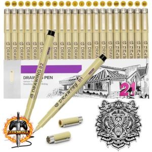 Kit 21 Caneta Nanquim Profissional