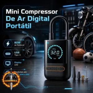 Mini Compressor De Ar Digital Para Pneus 150psi Recarregável