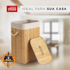 Cesto De Roupas De Bambu 70 Litros Yikasa