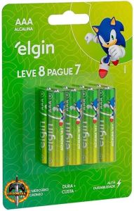 Pilha Alcalina AAA Elgin Palito - 8 Unidades