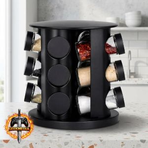 Porta Temperos Giratório 9 Potes Vidro
