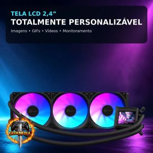 Water Cooler Kalkan Aura Com Tela Lcd 360mm Argb Intel Amd
