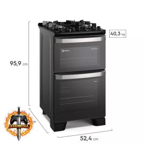 Fogão Electrolux FE4DB 4 Bocas Preto com 2 Fornos