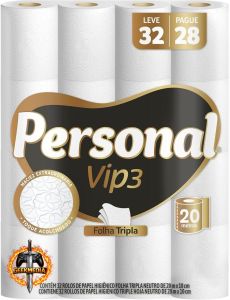 2x Personal Papel Higiênico Vip Folha Tripla, 32 Rolos De 20M