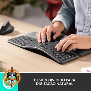 Teclado Sem Fio Logitech ERGO K860 com Apoio para Pulsos