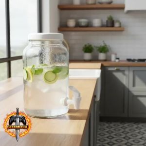Pote De Vidro Com Torneira Branco 3L