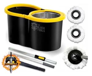 Mop Esfregão Giratório Balde Inox 8L