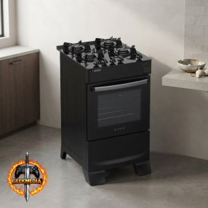 Fogão Atlas 4 Bocas Atenas Glass de Piso Preto Bivolt