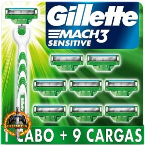 Gillette Aparelho de Barbear Mach3 Sensitive  9 Cargas