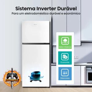 Geladeira Hisense Duplex Branca 381L Inverter Frost Free RT3N375 110V