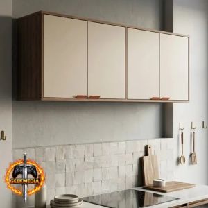 Armário Suspenso Aéreo Para Cozinha 4 Portas Off White