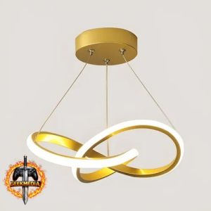 Lustre Pendente Moderna LED Dourado Redondo