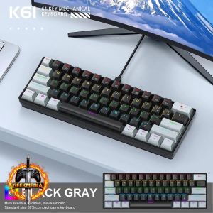 Teclado Mecânico Gamer 60% K61 Com Fio E Iluminação