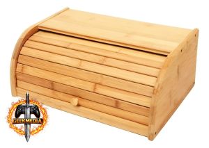 Porta Pão Bambu Com Tampa Retrátil Cor Bege Liso