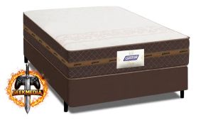 Cama Box Baú Casal Colchão Gazin Molas Flora Marrom