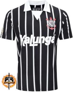 Camisa Polo Corinthians Retrô Kalunga Masculina Preta