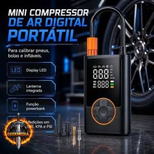 Compressor Portátil Digital Com Visor Para Carro Moto Bike Calibrador De Pneu