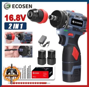 Furadeira/Parafusadeira sem escovas 21V com kit completo  2 baterias