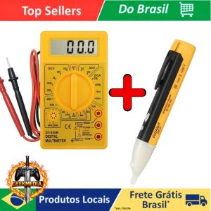 Kit Multímetro Digital Profissional  Caneta Detectora de Tensão