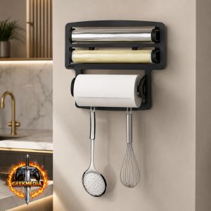 Suporte Porta Papel Toalha Triplo Preto