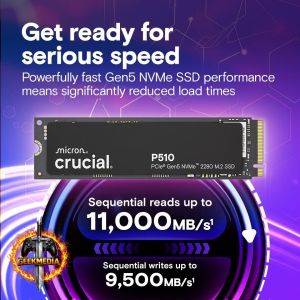 SSD NVMe Crucial P510 1TB Gen5 PCIe 5.0 M.2 2280