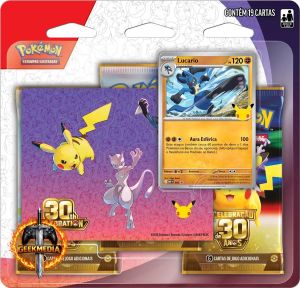 Pokémon Celebração de 30 anos Blister Triplo com Adesivo Lucario