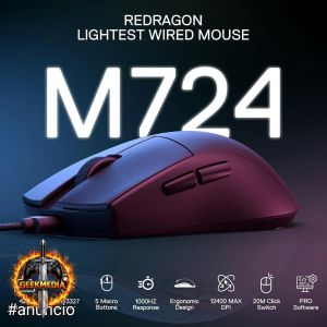 Mouse Gamer Redragon K1ng 1K Preto PAW3327 12400 DPI