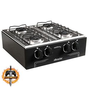 Fogão Portátil 4 Bocas Asiatico Junior Braslar Preto